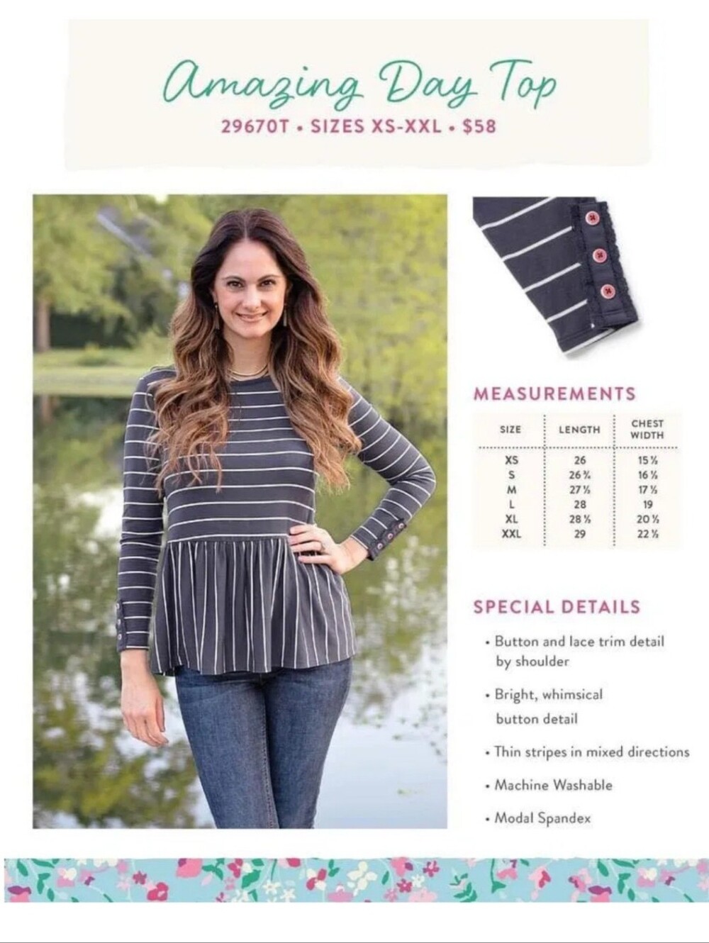 Matilda Jane Wonderment Amazing Day Top - Navy Stripe Peplum Long Sleeve